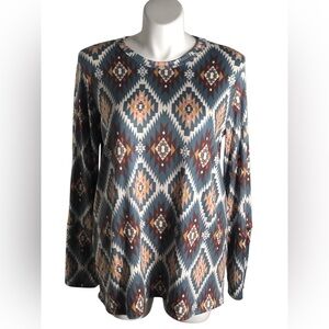 Heimish USA jersey knit Aztec print long sleeve ru iv Sz 2X